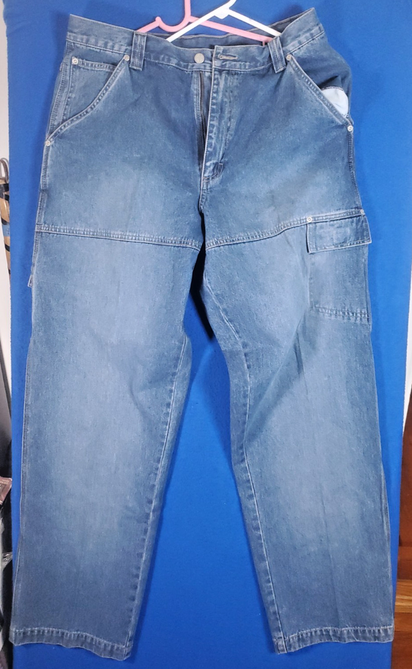 Riders Authentics Mens Jeans 34x34 Blue Denim Carpenter Work